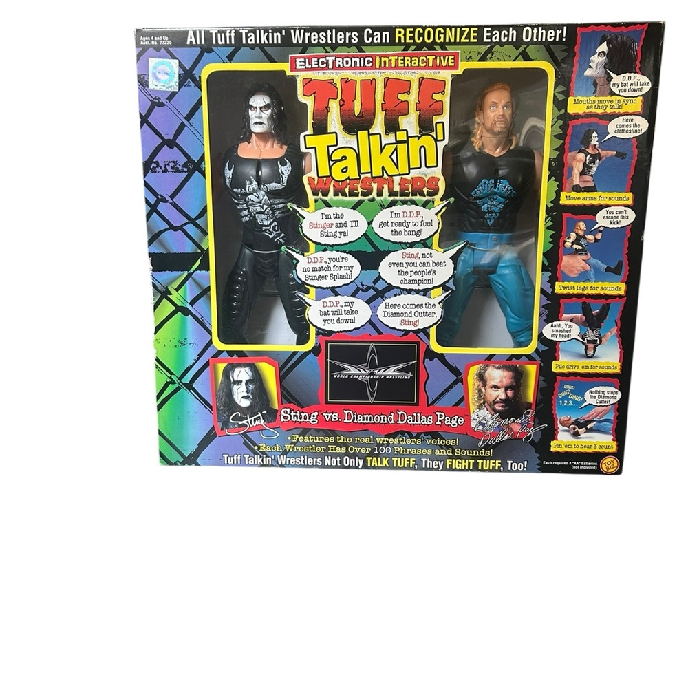 Vintage 90s Mint Condition Tuff Talkin' Wrestlers Interactive Action Figure Set